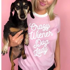 Crazy wiener dog lady ringer tee